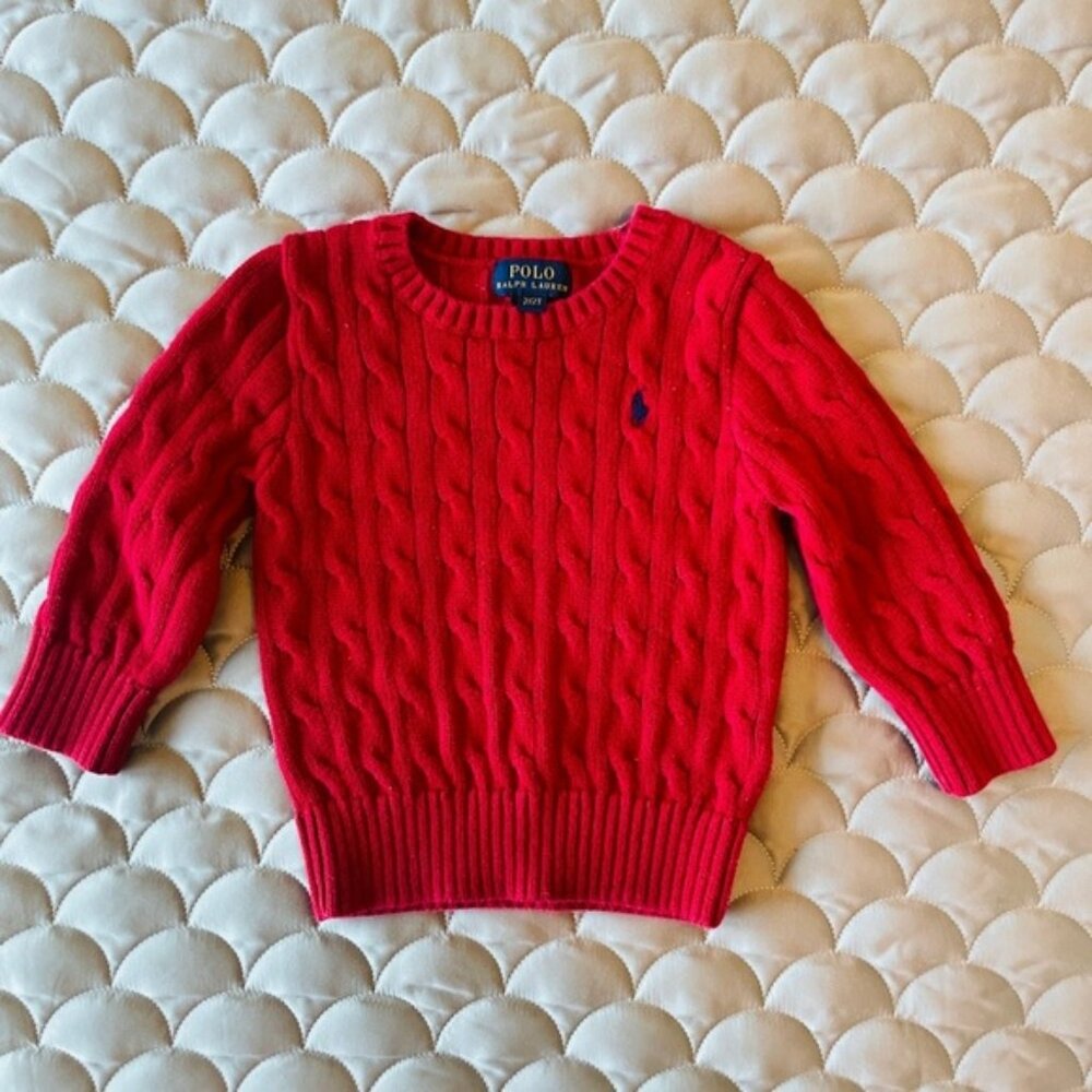Polo Ralph Lauren size 2T cable knit red sweater